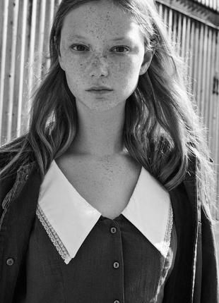 Сукня жіноча коротка синя з коміром zara new4 фото