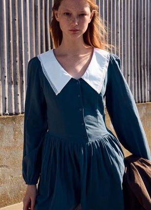 Сукня жіноча коротка синя з коміром zara new2 фото