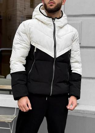 Куртка мужская весенняя осень евро зима черно белая