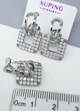 Серьги "квадрат" с россыпью камней, медицинское золото xuping, родиной