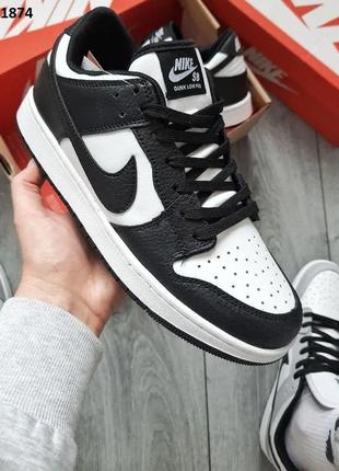 Кроссовки кожаные nike dunk low sb (черно/белые)