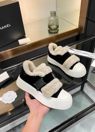 Зимние теплые кеды, кроссовки в стиле chanel