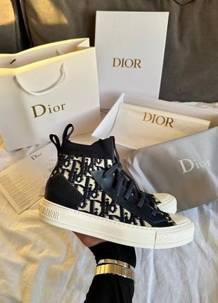 Стильные кеды в стиле dior sneakers high deep blue premium