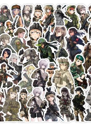 Военные аниме наклейки девушки солдаты зсу стикеры anime war стикерпак девчонки солдат пистолет стикер пак девочки