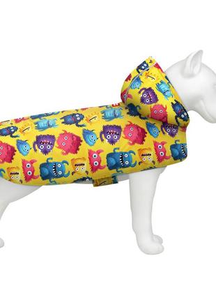 Дощовик-накидка з капюшоном для собак waudog clothes, малюнок "мохнаті монстри", xl, а 55-61 см, b 68-80 см, с