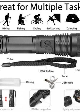 Тактический фонарь police bl-x71-p50 | тактические фонари для охоты | сверхмощный фонарик