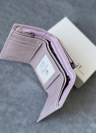 Шкіряний жіночий лавандовий гаманець на магнітах st 0314 фото