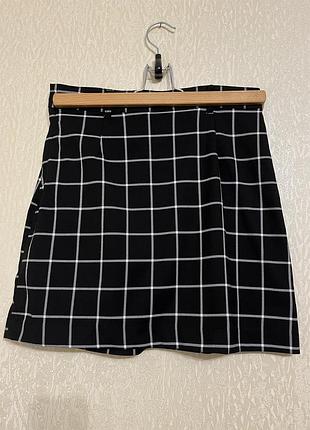 H&m divided юбка мини черная в клетку р. 36