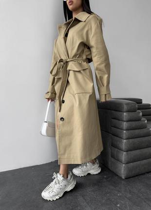 Тренч коттон беж молочный с м л zara