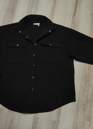 Стеганная трикотажная рубашка, куртка-рубашка теплая оверсайз, l-xl6 фото