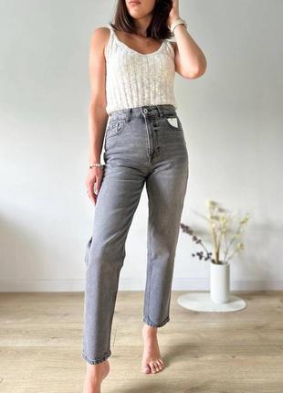 Джинсы джинсы мом zara 34 36 xs s серые