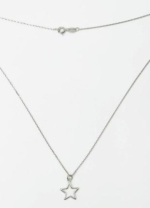 Срібне кольє родоване, розмір 45 см x 0,1 см, вага: 1.7 г