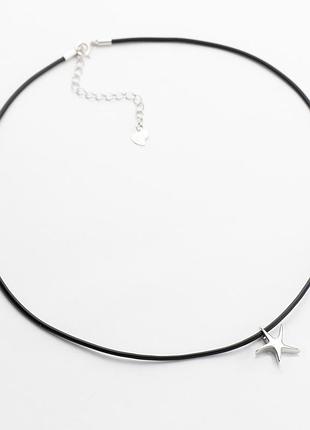 Срібне кольє родоване, розмір 38 см x 0,15 см, вага: 2.7 г