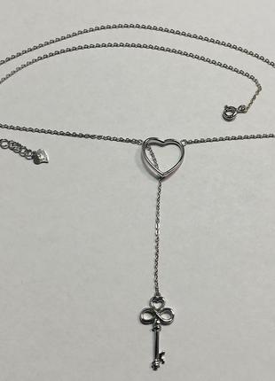 Срібне кольє родоване в стилі "tiffany", розмір 39,5 см x 0,1 см, вага: 3.3 г