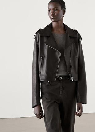 Кожаная куртка косуха massimo dutti 4730/860