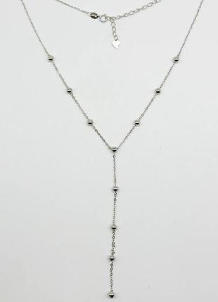 Срібне кольє родоване, розмір 38 см x 0,1 см, вага: 3.3 г