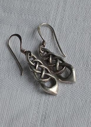Винтажные серебряные серьги кельтский узел