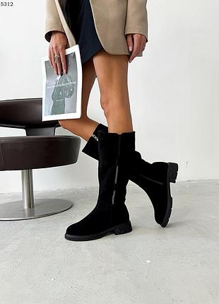 Сапоги из натуральной итальянской замши женские черные