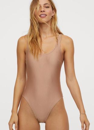 Бежевый слитный купальник h&m