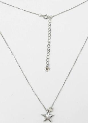 Срібне кольє родоване, розмір 40,5 см x 0,1 см, вага: 2.5 г