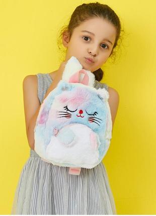 Пухнастий рюкзак для дівчинки маленький2 фото