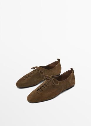 Замшевые туфли на шнуровке massimo dutti 1573/450