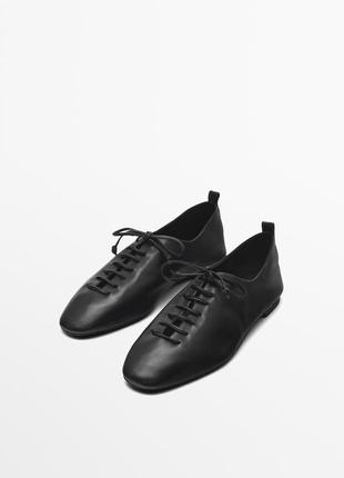 Кожаные туфли на шнуровке massimo dutti 1572/450