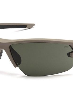 Окуляри захисні venture gear tactical semtex 2.0 tan (forest gray) anti-fog, чорно-зелені в пісочній оправі