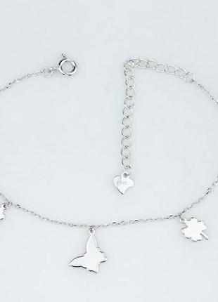 Серебряный браслет родированный, размер 16 см x 0,1 см, вес: 1.7 г