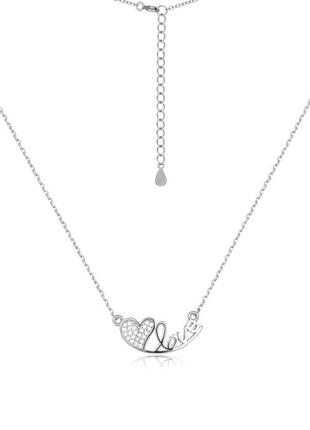 Кольє срібне вкрите родієм з фіанітами, плетіння якір+декор, розмір 45 см x 0,1 см, вага: 2.9 г