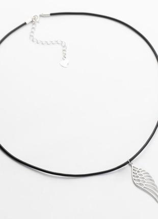 Срібне кольє на каучуковому шнурку, розмір 40 см x 0,15 см, вага: 3.0 г