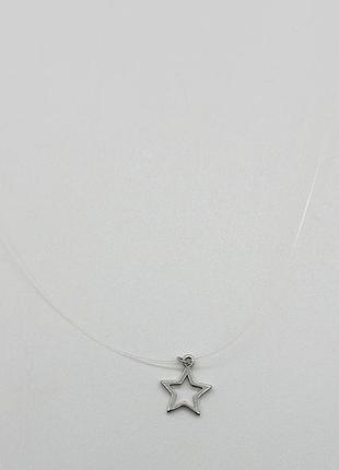 Срібне кольє мононитка, розмір 38 см x 0,05 см, вага: 0.9 г