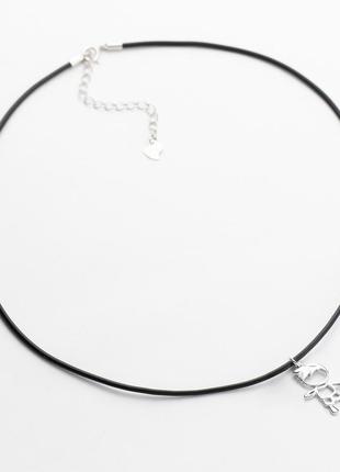 Срібне кольє на каучуковому шнурку "хлопчик", розмір 39 см x 0,15 см, вага: 2.2 г