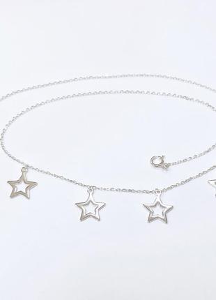 Срібне кольє родоване, розмір 40 см x 0,1 см, вага: 2.6 г