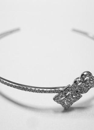 Срібний браслет в стилі van cleef  та  arpels зі вставкою фіаніт, розмір без розміру x 0,25 см, вага: 2.9 г