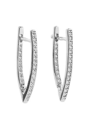 Серебряные серьги классические дорожки с английской застежкой