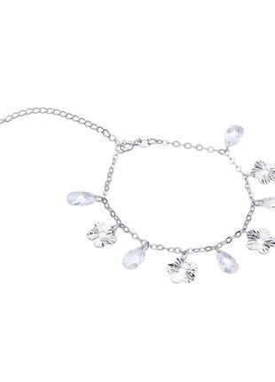 Срібний браслет зі вставкою фіаніт, розмір 16 см x 0,15 см, вага: 6.2 г