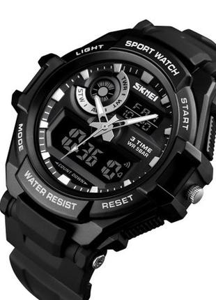 Чоловічий наручний кварцовий (електронний) годинник skmei 1357bk black