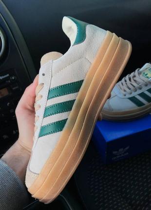 Кросівки adidas gazelle bold beige green5 фото