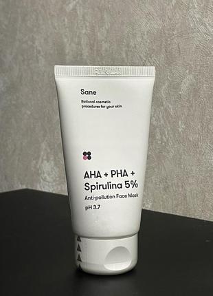 Маска для лица против токсинов из aha + pha + cпирулина 5%