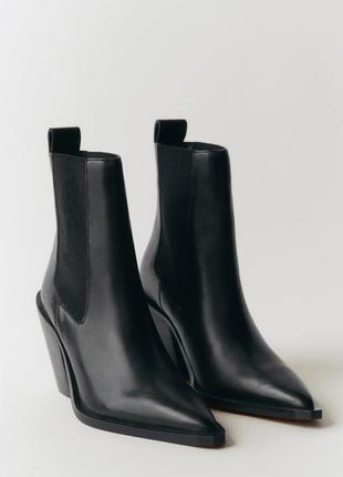 Кожаные женские ботильоны mango new