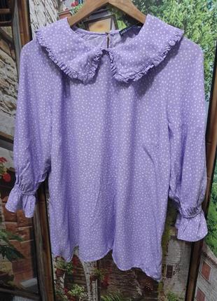 Лавандова блуза /комір пітер пен/з рюшами /стиль прованс