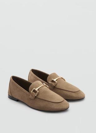 Шкіряні бежеві мокасини жіночі mango new