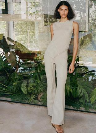 Брюки женские зеленые жаккардовые zara new