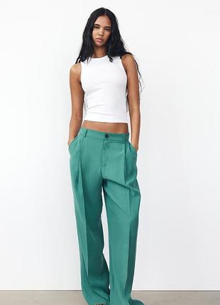 Мятные зеленые брюки женские zara new
