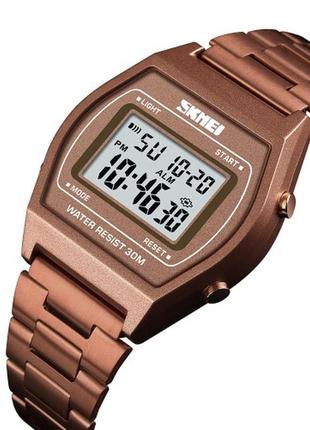 Чоловічий наручний електронний годинник skmei 1328cg coffee gold