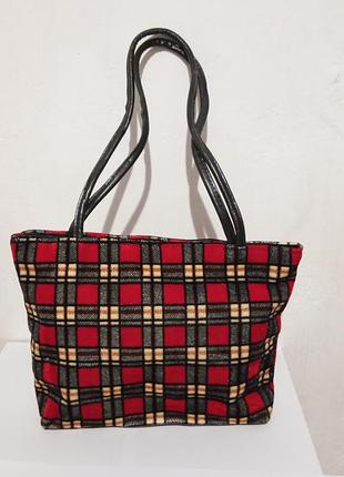 🔥сумка женская стильная текстиль в клетку, женская сумочка стильная в клетку клеточку
