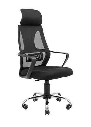 Крісло профі хром піастра сітка чорна