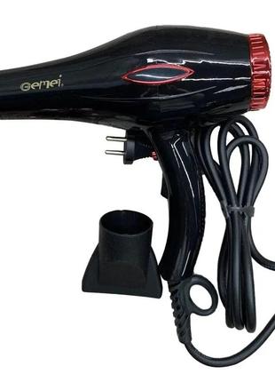 Професійний фен для сушіння та укладання волосся з регуляцією швидкості та температури 2200 w gemei gm-1770 pro