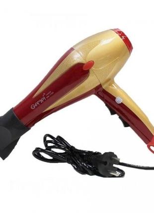 Професійний фен для сушіння та укладання волосся з регуляцією швидкості та температури gemei gm-1703 pro + насадка
